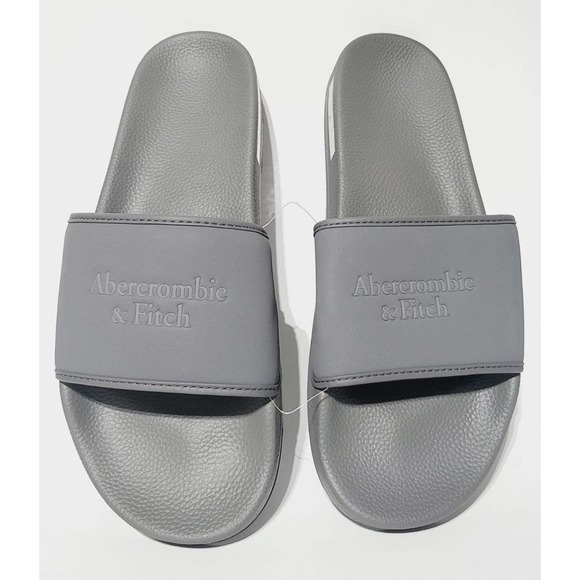 New Abercrombie & Fitch Gray Slides Men's XXL 12-13.5 - Picture 1 of 3
